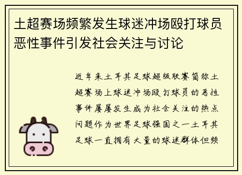 土超赛场频繁发生球迷冲场殴打球员恶性事件引发社会关注与讨论 土超赛场频繁发生球迷冲场殴打球员恶性事件引发社会关注与讨论